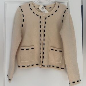Rails Cream Sweater Blazer with Black Detailing